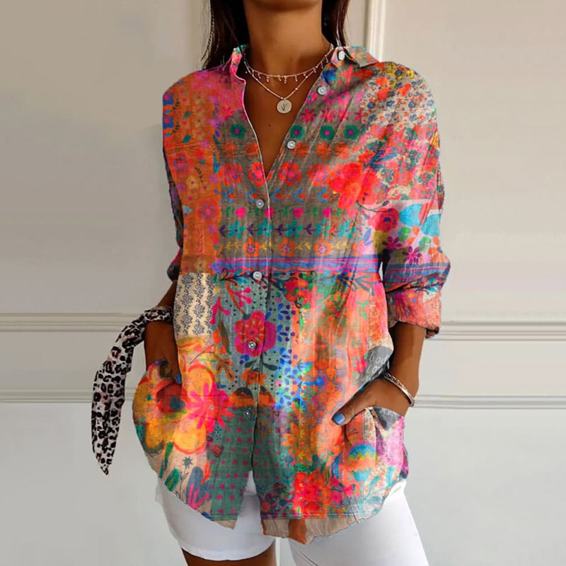 Ragnhild | Fargerik Bluse med Leken Print