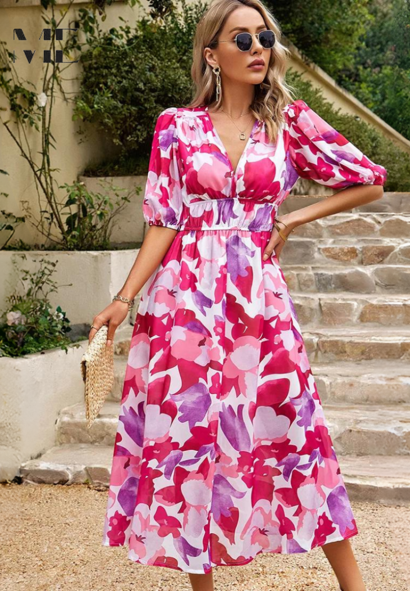 Rita | Blomstrete Kjole for Enhver Anledning